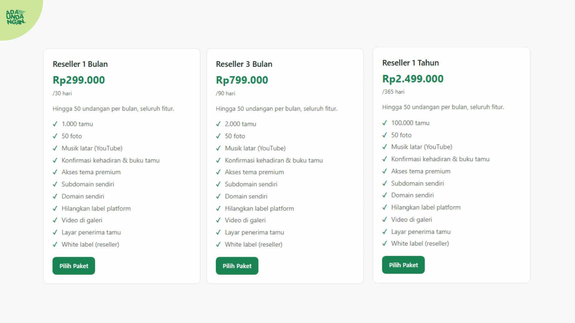 Paket reseller undangan digital di AdaUndangan.ID